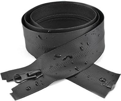 5# Cerniere impermeabili in nylon 40-150cm Cerniera aperta Fai da te Giacca Borsa Cerniera Riparazione Accessori per cucire, Nero, 40cm