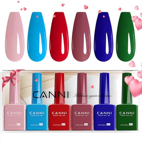 CANNI UV Nagellack Set 6 Farben rosa blau rot grün pink blue red green Gellack Gel Polish Gelnägel für Nägel 2316