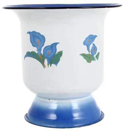 minkissy Seau À Urine Vintage En Émail Avec Motif Floral Élégant Et Pratique Pot Portable Pour La Maison