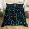 Neon Schwarze Katze Bettwäsche Set 135x200 für Mädchen Jungen,Bunte Lustige Katze Bettbezug Kawaii Zimmer Dekor,Cartoon Katzen Tröster Abdeckung für Katzenliebhaber,Gradient Line Bett Set Reversible