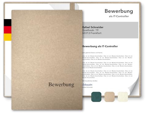 5 Stück 2-teilige Bewerbungsmappen A4 Recyclingkarton - ECO-plus - mit Prägung Bewerbung - hochwertige Bewerbungsmappe aus nachhaltiger Pappe - direkt vom Hersteller STRATAG (Kraftkarton, 5 Stück)