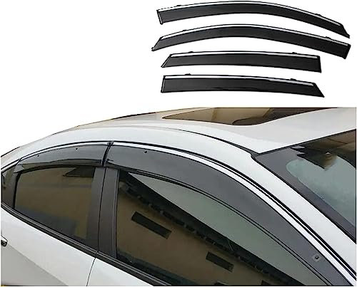 JXTTJ 4 Stück Auto Windabweiser für Honda Civic 10th Gen FC FK 2016 2017 2018 2019 2020, Seitenscheiben Windabweiser Vorn Hinten Wasserdicht Langlebiger Regenabweiser