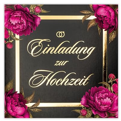 Art Nuvo HOCHZEITSEINLADUNGEN SATZ 20 St. 135x135mm MIT BEDRUCKBAREN EINLAGEN UND UMSCHLÄGEN FÜR HOCHZEIT – VERGOLDETES MUSTER