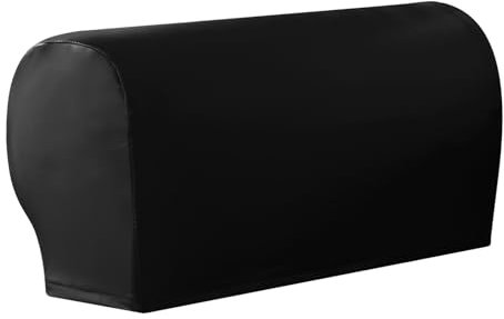 CZADMXP Elastische Sofa Armlehnenbezüge, Leder Couch Armkappen Armlehnenbezug, Verstellbar rutschfest Armlehnenschoner Für Stühle Sessel Sofa Couch (Schwarz,4er Set)