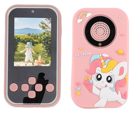 Piccola Fotocamera Elettronica, Lettore Musicale MP3, Fotocamera Digitale con Doppio Obiettivo per Regali (PINK)