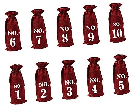 Gogogmee Sacchetti Di Iuta Per Vino Coulisse Set Da 10 Pezzi, Sacchetti Per La Conservazione Del Vino Riutilizzabili Per Feste, Matrimoni e Regali Decorativi