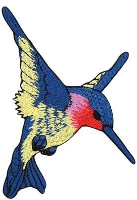 Kolibri Vogel Blau Aufnäher zum aufbügeln oder aufnähen Bügelbild Bügelpatch Aufbügler für Kleidung gestickter Bügelflicken Applikation Patch Größe 6,3 x 8,8 cm