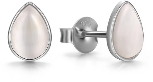 Evensee Katzenauge Tropfen Ohrstecker 925 Silber,Ohrringe mit Irisierendem Chatoyance Effekt,Geschenk Teenager Mädchen Geburtstag Valentinstag Konfirmation Einschulung Jugendweihe