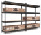 baudim 2er Set Schwerlastregal Titan Gesamtlast 1200 kg 4 MDF-Böden Schwarz robuste Steckregal, 180x160x60 cm, Lagerregal, Kellerregal, Garagenregal, Werkstattregal