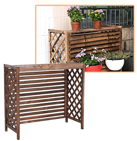 FGDIUCVN Pantalla de Madera para Cerca de Aire Acondicionado de 85x35x70cm, Cubiertas de Aire Acondicionado, Estante de Flores para Exteriores, Pantalla de privacidad anticorrosión de Mader
