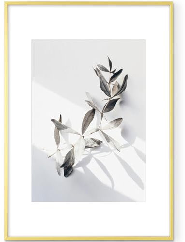 Feihorrm Bilderrahmen 40x60 Gold, Aluminium 40x60 cm Fotorahmen, Metall Rahmen Mit gehärtetem Glas Für 40x60 cm-Fotos ohne Passepartout oder 28,7x41 cm-Fotos mit Passepartout