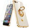 Nonional Compatible for iPhone 6 / 6s Case with 2 Pack Screen Protector, 360° Rotatable Ring Holder [Luxury Hearts Pattern] Plating Gold Edge Slim Soft Phone Case for iPhone 6 / 6s - White