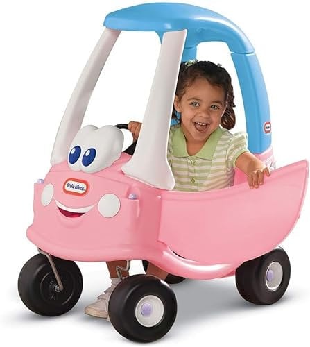 little tikes Voiturette Princesse Coupé Cozy - Conduisez avec Un Vrai klaxon de Travail, Interrupteur d'allumage à clic & Carburant
