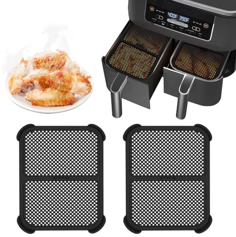 2 Pièces Silicone Grille Anti Eclaboussure,Grille Anti Projection pour Air Fryer Ninja AF400EU & AF451EU,Protection en Silicone Réutilisable pour Friteuse à Air Chaud,Accessoires pour Air Fryer Ninja