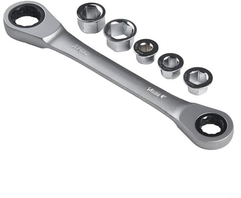 HEBEOT Juego de llaves combinadas flexibles de carraca rápida 7 en 1, llave de trinquete reversible para instalación de electrodomésticos, mantenimiento de automóviles