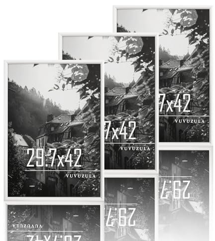 VUVUZULA Bilderrahmen A3 Weiss Holz 30x42cm 3er Set Fotorahmen Holzrahmen MDF Rahmen DIN A3 Urkunden Posterrahmen