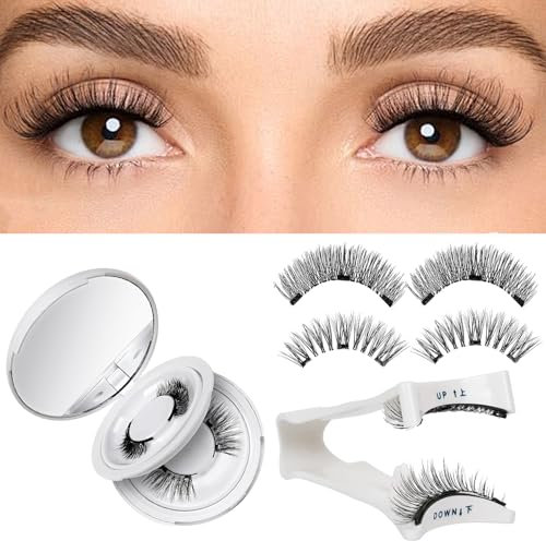 Magnetic-Eyelashes with Applicator for Women, 2 Pairs Magnetic-Lashes No Glue Needed, Soft False Eyelashes Natural Look, Reusable Eyelash Kit Easy to Wear and Remove (Style B, Style C)