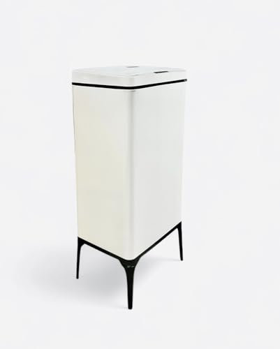 just4baby Delux Stylish Kitchen Motion Sensor Bin 42L Capacity with Leg Stainless Steel Touch-less Hands-free Automatic Waste Rubbish Bin (ZS02-L42 White)