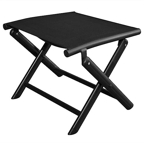 Lauuoeriau Furniture Item Home Klappbarer Fußhocker aus schwarzem Aluminium und Textilene-Möbel