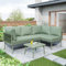 Gegtuon Gartenmöbel Sitzgruppe 3-teilige für 4 Personen, Lounge Essgruppe mit Tisch & Stühle für Garten, Balkonmöbel Outdoor mit Tisch und 2 Sofa, Gartenmöbel-Set Gartenlounge für Balkon (Grüner)