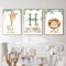 3 Poster Tiere Bohrer Kinderzimmer Baby 30 x 40 cm Poster personalisiert Präom Kinder Giraffe Löwe Bild Dschungel Kinder Leinwand Tiere Savanne Poster Safari Schlafzimmer Baby Jungen Geschenk ohne