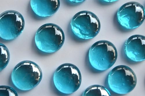 Bazare Masud 100g. Glasnuggets 17-21mm transparent ca. 20 St. Muggelsteine Manche irisierend Dekosteine (türkis2)