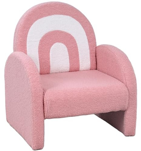 AIYAPLAY Fauteuil Enfants canapé pour Enfants en Forme d'arc-en-Ciel, Mini canapé en Tissu Pelucheux, pour garçons et Filles, Rose