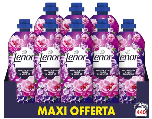 Lenor Ammorbidente Lavatrice Concentrato 440 Lavaggi (8X55), Ametista Rosa E Note Di Muschio, Freschezza Che Dura 3 Volte Più A Lungo Con Tecnologia Olii Profumati