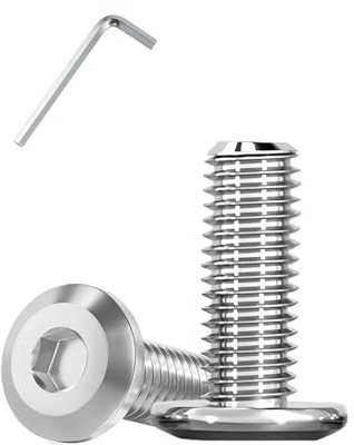 Metuja Viti a testa piatta 1/4-20x1, viti a testa esagonale, in acciaio inossidabile 304, completamente filettate, con chiave esagonale (50 pezzi) resistenti alla corrosione per mobili/macchinari