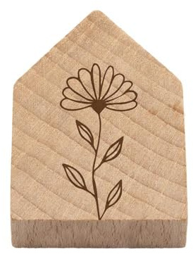 Magnetisches Holzhaus Blüte: Magnet mit hochwertiger Gravur aus Holz für Magentwand oder Kühlschrank, als Geschenk oder Deko für Notizen, Fotos oder Termine (Wood-Art)