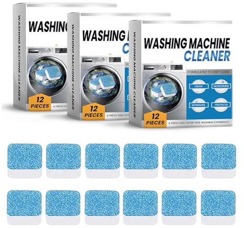 Washing Machine Cleaner Descaler, 2025Neues Waschmaschinenreiniger, Waschmaschinenreiniger extra stark 12 Tabletten pro Pack, Waschmaschinen tabs geeignet zur Kalkentfernung und Reinigung (3)