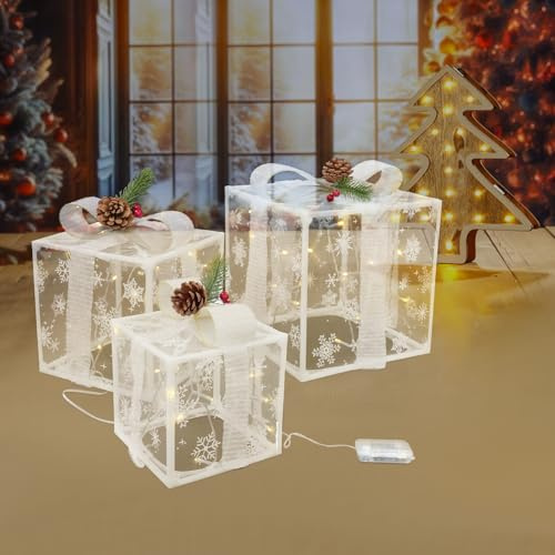 3-teiliges Set von beleuchteten Geschenkboxen, Geschenkbox, Geschenkbox für Innen