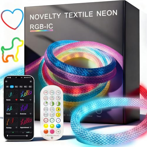 WS2811 360 Grad Rundes Neon LED Lichtband mit Controller, RGB Nylon Flexible Fantasy Farbe LED Streifen, LED Strip Innen und Außendekoration im Schlafzimmer, DC5V (300, Zentimeter)