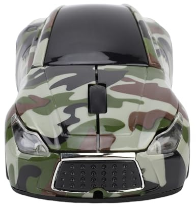 Jectse Sport Car Shaped Computer Mouse, 1600DPI Optical Gaming Mouse, 2.4 GHz Wireless Mouse with USB Receiver for PC Laptop Notebook (Green)