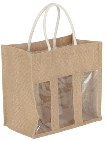 Red Hamper Six Bottle Jute Bag