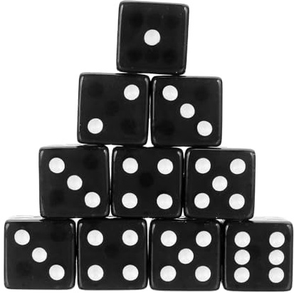 QUARKZMAN 100 Stück Acrylwürfel 19mm/0.75 Transparente D6 Würfel 6-Seitiger Quadratwürfel Mit Abgerundeten Kanten Für Brettspiele Tischspiele Geburtstag Themenparty Zubehör Schwarz