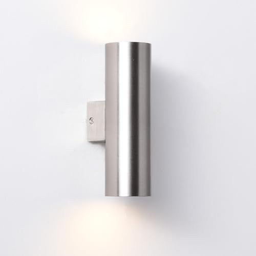 Alpinaluz Up & Down Wandleuchte mit 2x GU10 Fassung, Zylindrisches Metall-Design, Innenwandleuchte für Flur, Schlafzimmer und Wohnzimmer, IP20 (Nickel)