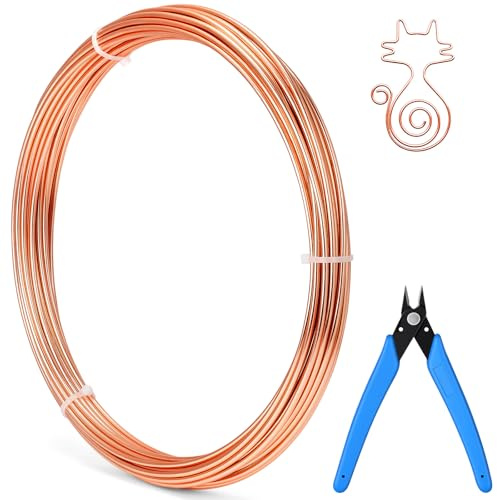 vsshe Alambre De Aluminio 3mm X 15 M, Alambre Manualidades Artesanal De Aluminio, Alambre para bisutería y Manualidades, Alambre Artesanal de Metal Para Joyeria DIY Hacer Joyas Cobre