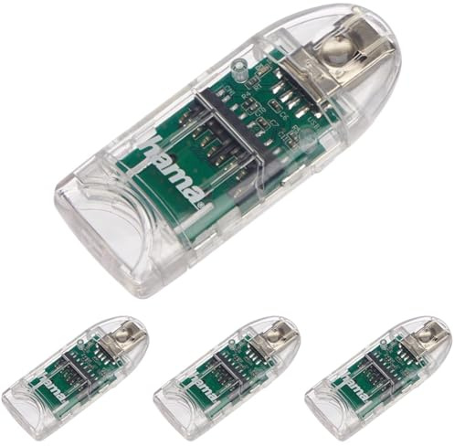 Hama Multi-Kartenleser 8in1 (u.a. microSD/SDHC, SD/SDHC, MMC, USB 2.0), transparent (Packung mit 4)