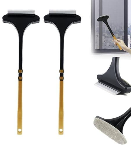 spazzola zanzariere pulizia, 2 pezzi spazzola per pulire zanzariere In Maglia Dello, strumento per pulizias delle zanzarieres con spatola e manico, pulisci zanzarieres per filo metallico e nylon