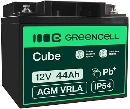 Green Cell® AGM 12V 44Ah Akku Vlies Batterie VRLA Blei Batterie Bleiakku Ersatzakku Akkubatterie Versorgungsbatterie Zyklenfest Wartungsfrei Fischkutter Boot Camper Van Camping Photovoltaik