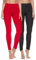 Merry Style 2er Pack Leggings Damen Baumwolle für das ganze Jahr Bequeme Leggings Blickdicht Damen Ideal für Yoga Sport Gym und Freizeit MS10-198 MS10-198 (Schwarz/Rot, L)