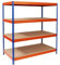 Floordirekt- Schwerlastregal - | 6 Farben| - Kellerregal, Lagerregal, Regal mit Stahlgestell,bis 875 kg belastbar, 5 verstellbare Ablagen (200x150x60 cm, Blau-Orange)
