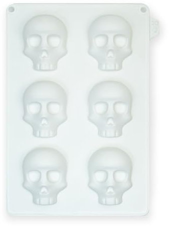 CÉCOA • Moule Halloween 6 Têtes de Mort 3D • 100% Silicone Alimentaire • Anti-Adhésif • Sans BPA • Cuisson Parfaite • Démoulage Facile • Résiste -40°C à +220°C • Pour Gâteaux, Sucré ou Salé