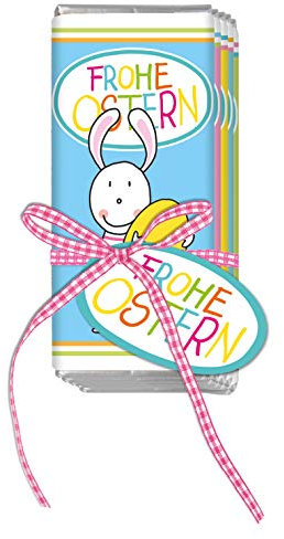 STEINBECK Ostern 1 gebundenes Päckchen mit 5 Mini Schokoladen (a 18g) Vollmilch Osternest Osterhase Ostereier Tischdekoration Osterschokolade Ostergeschenk
