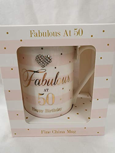 Fabulous at 50 Happy Birthday fine china MUG great gift for any occasion treat yourself.