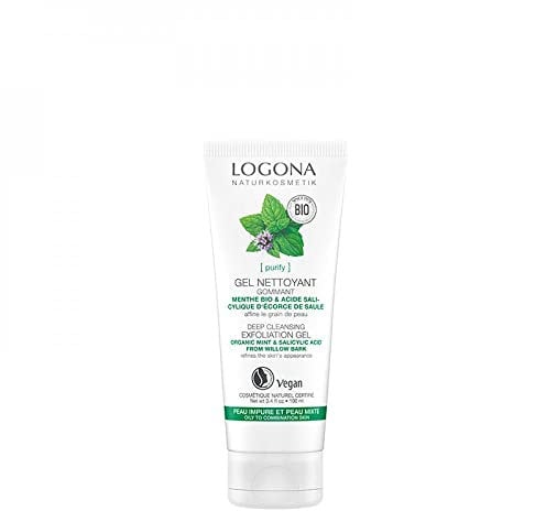 Logona Purify Tiefenreinigendes Peeling-Gel mit Bio-Minze und Salicylsäure aus Weidenrinde
