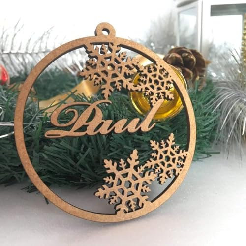 Personalisierter Name Ornament aus Holz Weihnachtskugel Schneeflocke Christbaumschmuck Weihnachtsschmuck Weihnachtsbaum Weihnachts-Geschenkanhänger Weihnachtsgeschenk Familiengeschenk 2025 Weihnachts