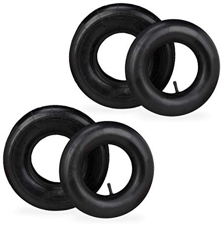 relaxdays Roue de brouette avec Chambre à air, Lot de 2 pneus de Rechange 4.00-6, pneumatiques, Jusqu’à 136 kg, Noir