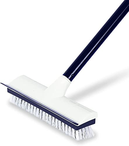 BOOMJOY Brosse à récurer Pour Sol Avec Long Manche - 127 cm - Brosse Rigide 2 en 1 - Pour Nettoyer la Salle de Bain, la terrasse, la Cuisine, Le Mur et la terrasse,Marine